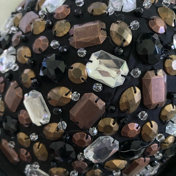 VICTORIA'S SECRET Black embellished Bombshell Y2K Rhinestone Bikini Top 36C - Picture 2 of 6